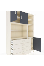 Hyperion Dolap 9 Raflı 4 Çekmeceli 3 Kapaklı 132x44x195 Aytaşı-Antrasit/Aytaşı