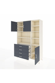 Hyperion Dolap 9 Raflı 4 Çekmeceli 3 Kapaklı 132x44x195 Aytaşı-Antrasit/Antrasit