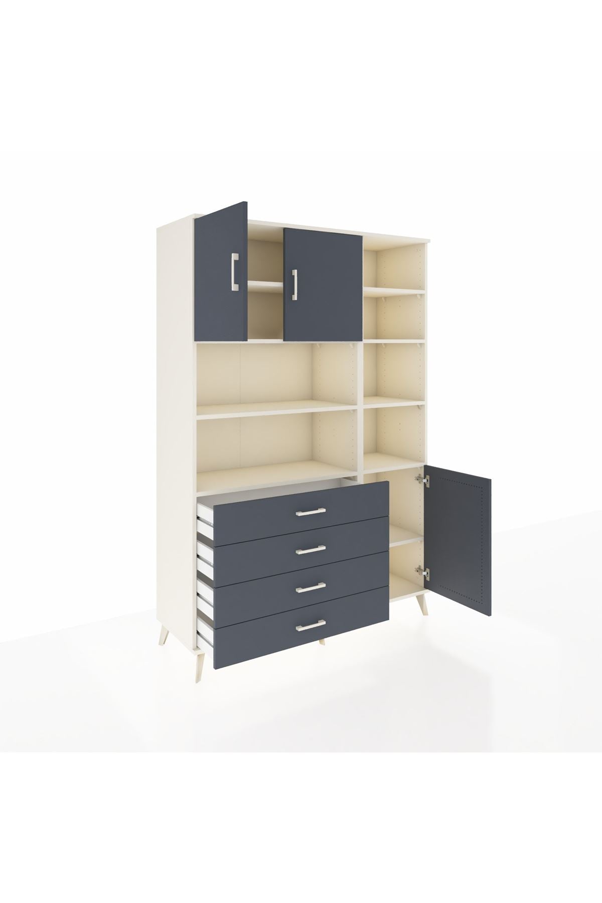 Hyperion Dolap 9 Raflı 4 Çekmeceli 3 Kapaklı 132x44x195 Aytaşı-Antrasit/Antrasit