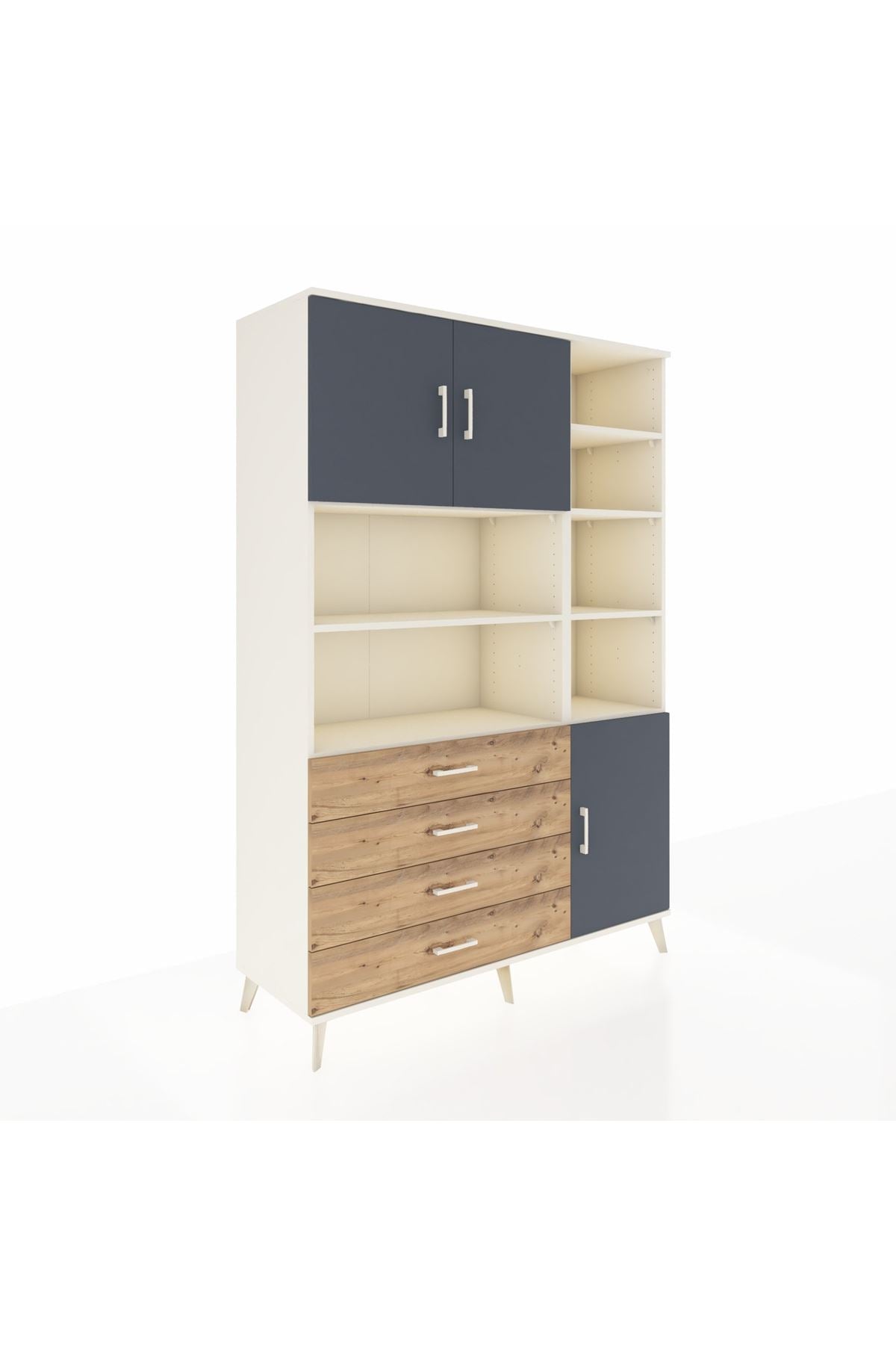 Hyperion Dolap 9 Raflı 4 Çekmeceli 3 Kapaklı 132x44x195 Aytaşı-Antrasit/Çam