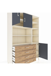Hyperion Dolap 9 Raflı 4 Çekmeceli 3 Kapaklı 132x44x195 Aytaşı-Antrasit/Çam