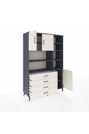 Hyperion Dolap 9 Raflı 4 Çekmeceli 3 Kapaklı 132x44x195 Antrasit-Aytaşı/Aytaşı