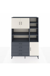 Hyperion Dolap 9 Raflı 4 Çekmeceli 3 Kapaklı 132x44x195 Antrasit-Aytaşı/Antrasit