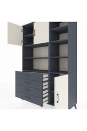 Hyperion Dolap 9 Raflı 4 Çekmeceli 3 Kapaklı 132x44x195 Antrasit-Aytaşı/Antrasit