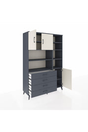 Hyperion Dolap 9 Raflı 4 Çekmeceli 3 Kapaklı 132x44x195 Antrasit-Aytaşı/Antrasit