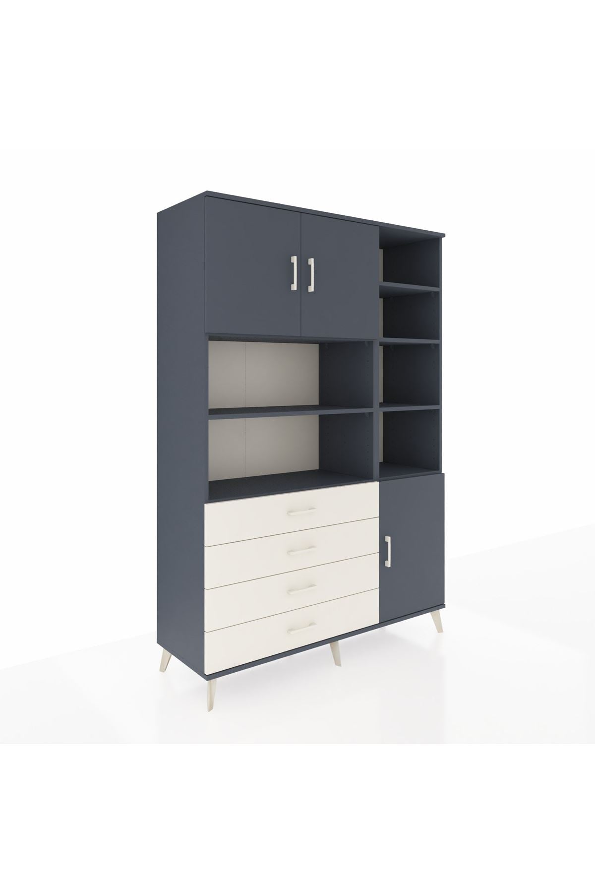 Hyperion Dolap 9 Raflı 4 Çekmeceli 3 Kapaklı 132x44x195 Antrasit-Antrasit/Aytaşı