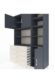 Hyperion Dolap 9 Raflı 4 Çekmeceli 3 Kapaklı 132x44x195 Antrasit-Antrasit/Aytaşı