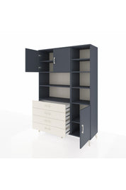 Hyperion Dolap 9 Raflı 4 Çekmeceli 3 Kapaklı 132x44x195 Antrasit-Antrasit/Aytaşı