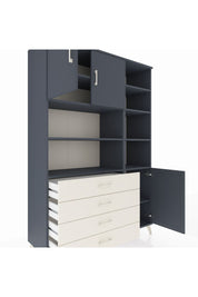 Hyperion Dolap 9 Raflı 4 Çekmeceli 3 Kapaklı 132x44x195 Antrasit-Antrasit/Aytaşı
