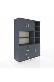 Hyperion Dolap 9 Raflı 4 Çekmeceli 3 Kapaklı 132x44x195 Antrasit-Antrasit/Antrasit