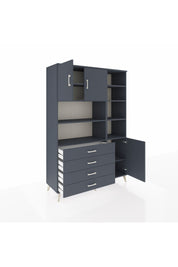 Hyperion Dolap 9 Raflı 4 Çekmeceli 3 Kapaklı 132x44x195 Antrasit-Antrasit/Antrasit