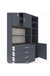 Hyperion Dolap 9 Raflı 4 Çekmeceli 3 Kapaklı 132x44x195 Antrasit-Antrasit/Antrasit
