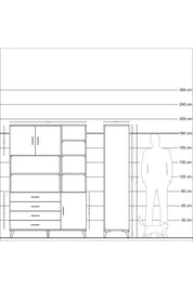 Hyperion Dolap 9 Raflı 4 Çekmeceli 3 Kapaklı 132x44x195 Antrasit-Antrasit/Antrasit