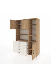 Hyperion Dolap 9 Raflı 4 Çekmeceli 3 Kapaklı 132x44x195 Çam-Çam/Aytaşı