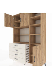 Hyperion Dolap 9 Raflı 4 Çekmeceli 3 Kapaklı 132x44x195 Çam-Çam/Aytaşı