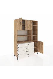 Hyperion Dolap 9 Raflı 4 Çekmeceli 3 Kapaklı 132x44x195 Çam-Çam/Aytaşı