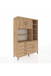 Hyperion Dolap 9 Raflı 4 Çekmeceli 3 Kapaklı 132x44x195 Çam-Çam/Çam
