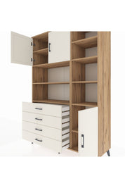Hyperion Dolap 9 Raflı 4 Çekmeceli 3 Kapaklı 132x44x195 Çam-Aytaşı/Aytaşı