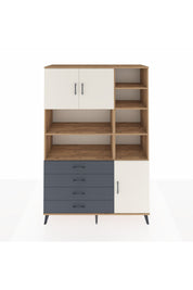 Hyperion Dolap 9 Raflı 4 Çekmeceli 3 Kapaklı 132x44x195 Çam-Aytaşı/Antrasit