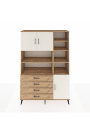 Hyperion Dolap 9 Raflı 4 Çekmeceli 3 Kapaklı 132x44x195 Çam-Aytaşı/Çam