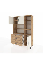 Hyperion Dolap 9 Raflı 4 Çekmeceli 3 Kapaklı 132x44x195 Çam-Aytaşı/Çam