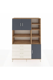 Hyperion Dolap 9 Raflı 4 Çekmeceli 3 Kapaklı 132x44x195 Çam-Antrasit/Aytaşı