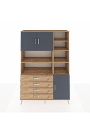 Hyperion Dolap 9 Raflı 4 Çekmeceli 3 Kapaklı 132x44x195 Çam-Antrasit/Çam
