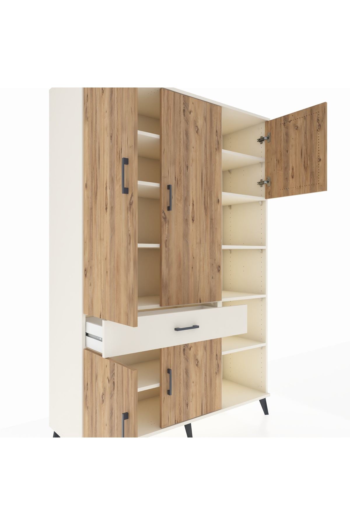 Hyperion Dolap 10 Raflı Tek Çekmeceli 5 Kapaklı 132x44x195 Aytaşı-Çam/Aytaşı