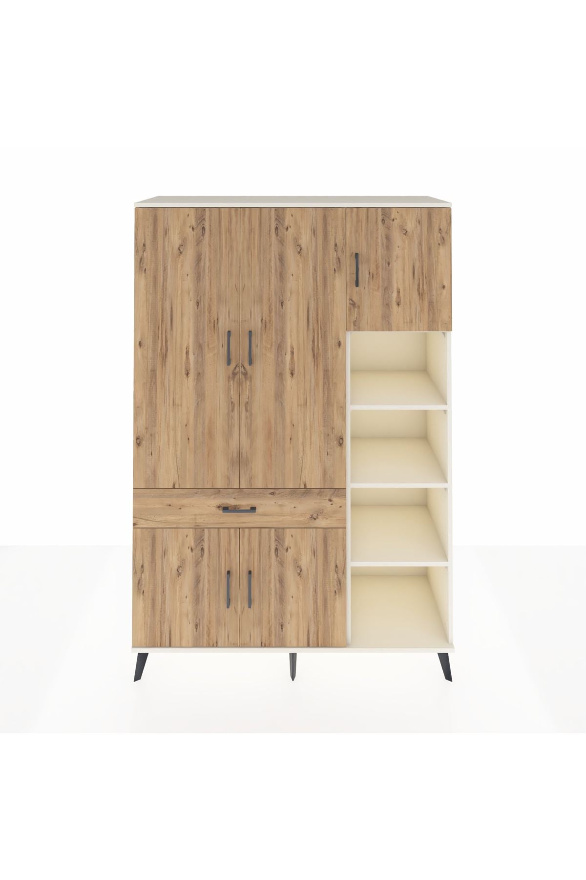 Hyperion Dolap 10 Raflı Tek Çekmeceli 5 Kapaklı 132x44x195 Aytaşı-Çam/Çam