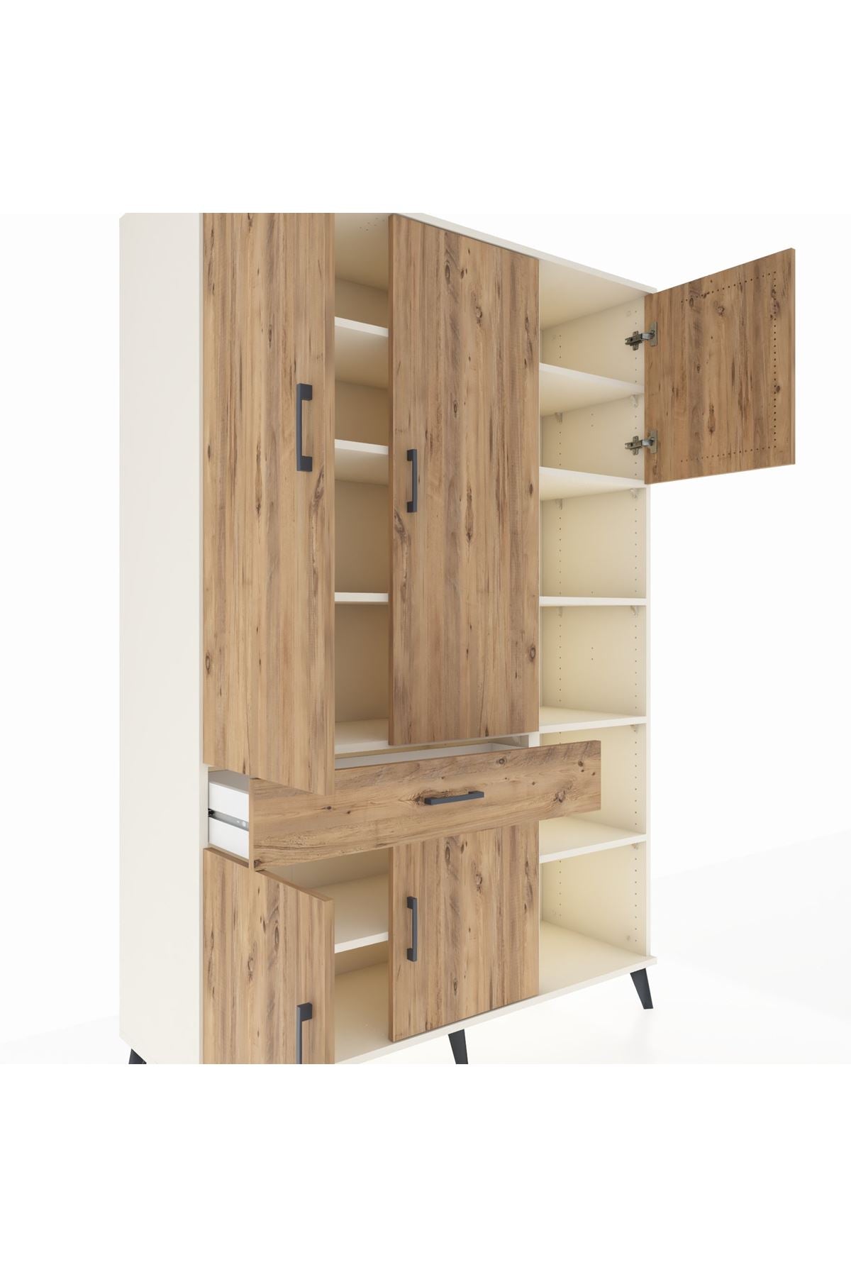 Hyperion Dolap 10 Raflı Tek Çekmeceli 5 Kapaklı 132x44x195 Aytaşı-Çam/Çam