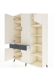 Hyperion Dolap 10 Raflı Tek Çekmeceli 5 Kapaklı 132x44x195 Aytaşı-Aytaşı/Antrasit