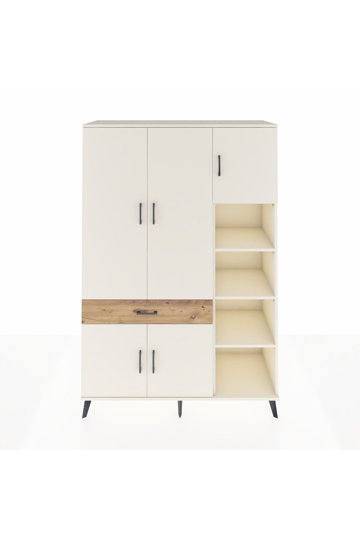 Hyperion Dolap 10 Raflı Tek Çekmeceli 5 Kapaklı 132x44x195 Aytaşı-Aytaşı/Çam