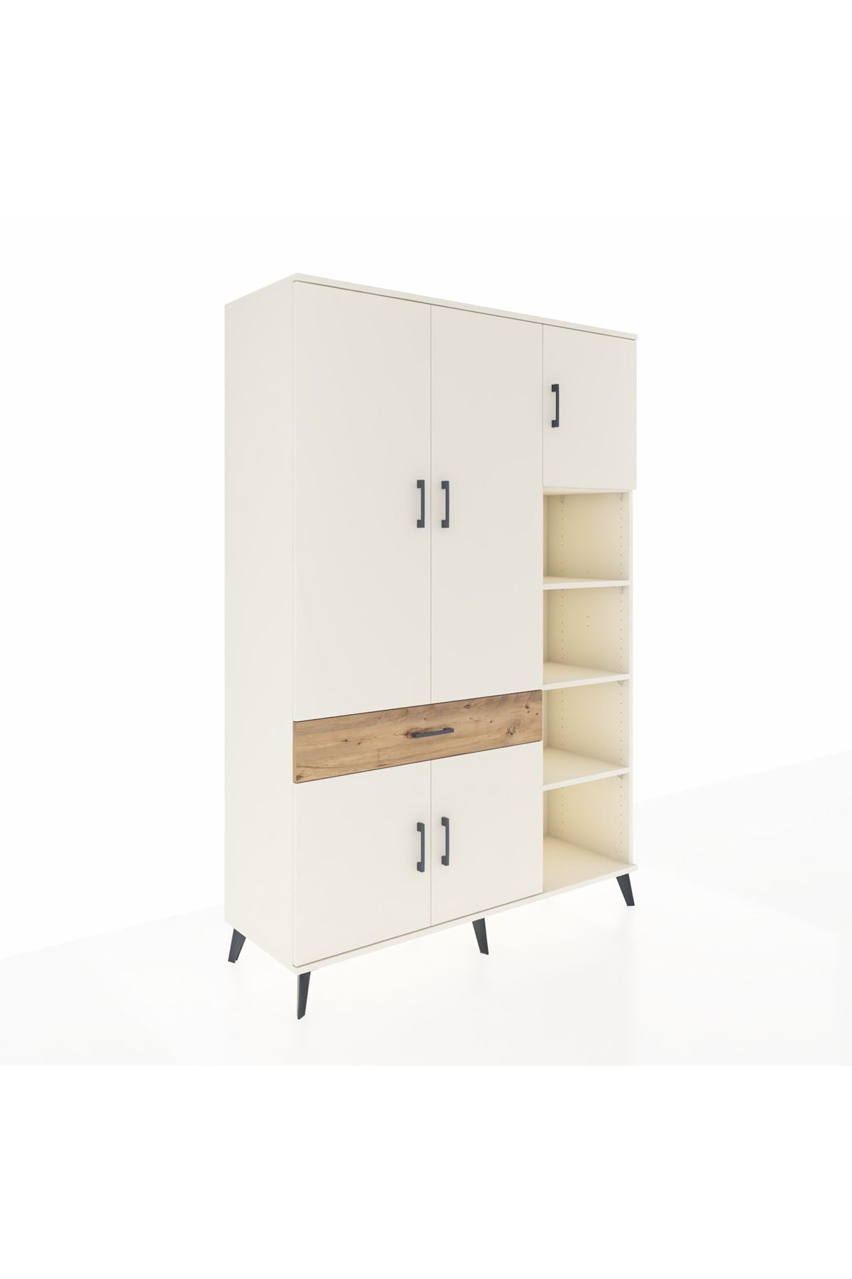 Hyperion Dolap 10 Raflı Tek Çekmeceli 5 Kapaklı 132x44x195 Aytaşı-Aytaşı/Çam