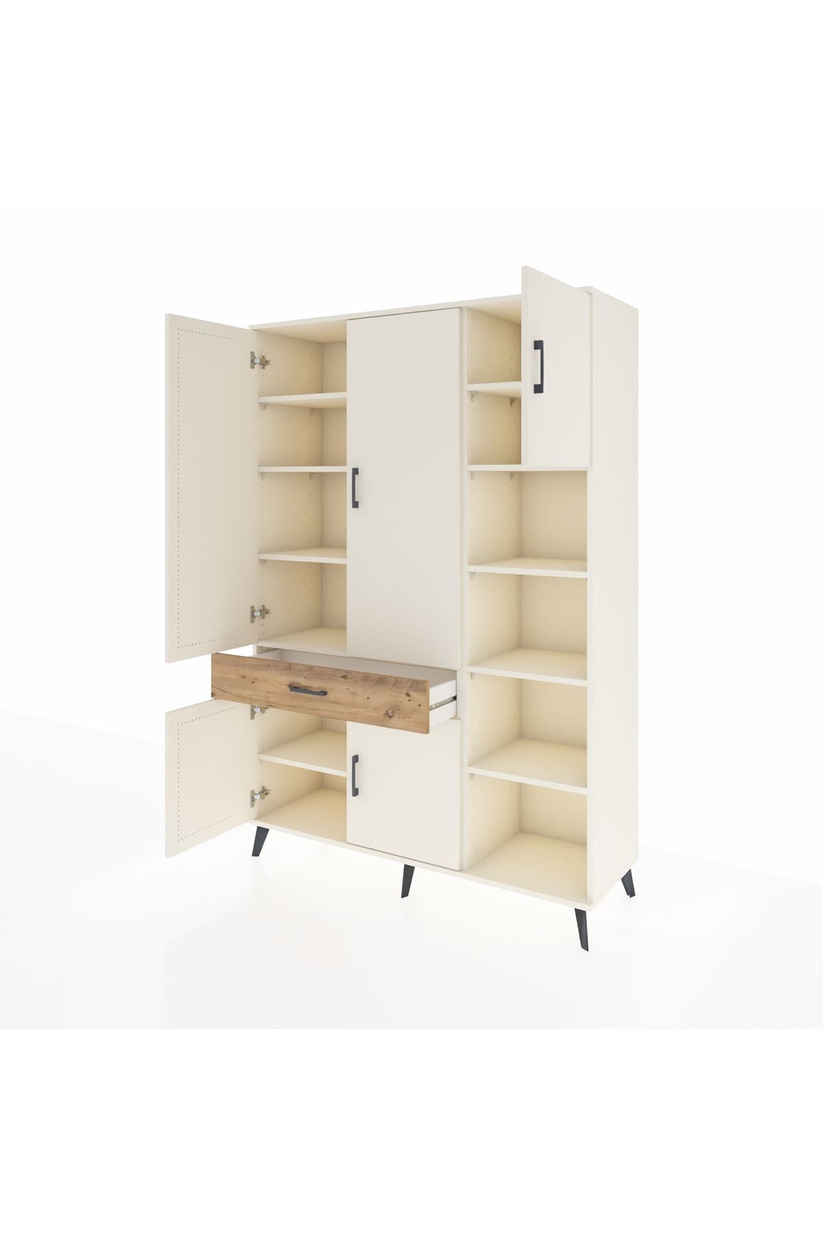 Hyperion Dolap 10 Raflı Tek Çekmeceli 5 Kapaklı 132x44x195 Aytaşı-Aytaşı/Çam