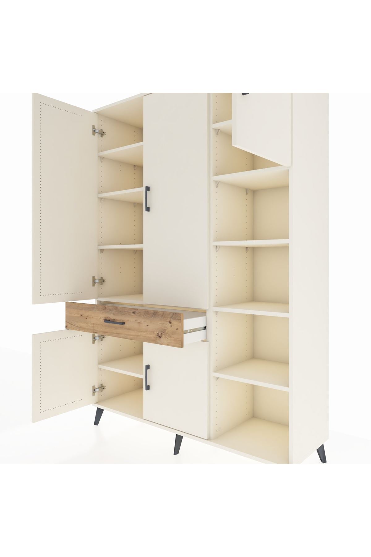 Hyperion Dolap 10 Raflı Tek Çekmeceli 5 Kapaklı 132x44x195 Aytaşı-Aytaşı/Çam