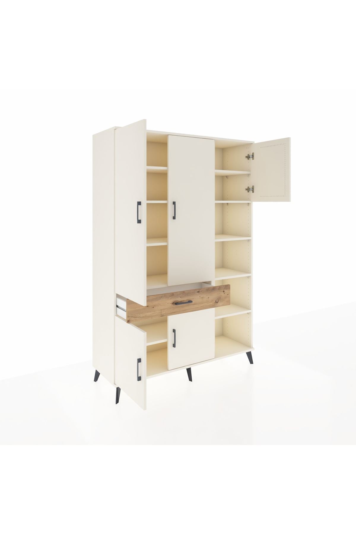 Hyperion Dolap 10 Raflı Tek Çekmeceli 5 Kapaklı 132x44x195 Aytaşı-Aytaşı/Çam