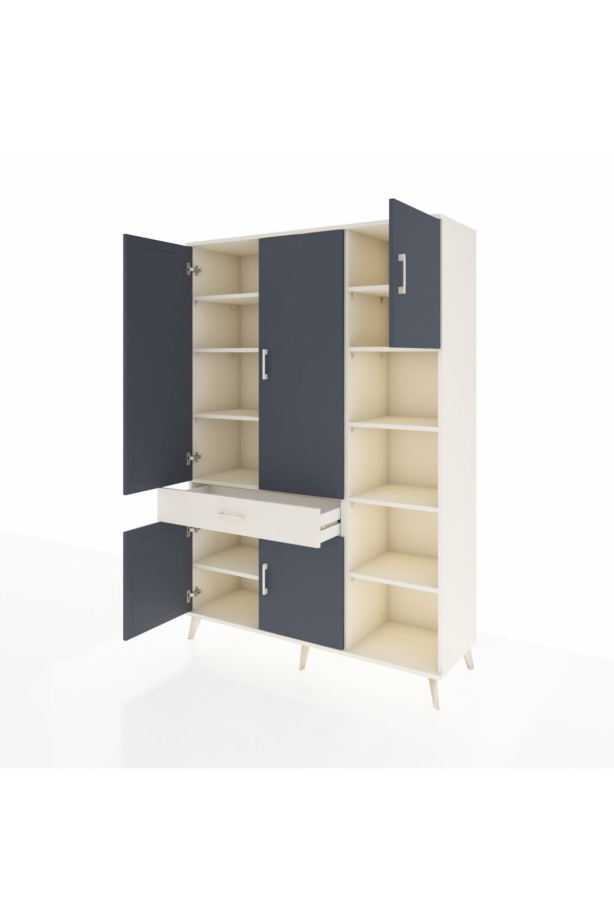 Hyperion Dolap 10 Raflı Tek Çekmeceli 5 Kapaklı 132x44x195 Aytaşı-Antrasit/Aytaşı