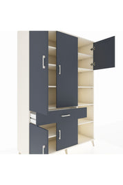 Hyperion Dolap 10 Raflı Tek Çekmeceli 5 Kapaklı 132x44x195 Aytaşı-Antrasit/Antrasit