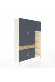 Hyperion Dolap 10 Raflı Tek Çekmeceli 5 Kapaklı 132x44x195 Aytaşı-Antrasit/Çam