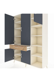 Hyperion Dolap 10 Raflı Tek Çekmeceli 5 Kapaklı 132x44x195 Aytaşı-Antrasit/Çam