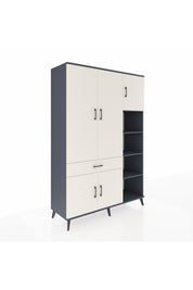 Hyperion Dolap 10 Raflı Tek Çekmeceli 5 Kapaklı 132x44x195 Antrasit-Aytaşı/Aytaşı