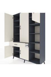 Hyperion Dolap 10 Raflı Tek Çekmeceli 5 Kapaklı 132x44x195 Antrasit-Aytaşı/Aytaşı