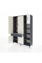 Hyperion Dolap 10 Raflı Tek Çekmeceli 5 Kapaklı 132x44x195 Antrasit-Aytaşı/Antrasit