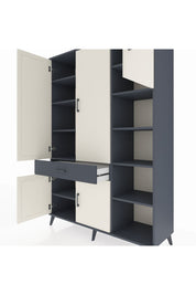 Hyperion Dolap 10 Raflı Tek Çekmeceli 5 Kapaklı 132x44x195 Antrasit-Aytaşı/Antrasit