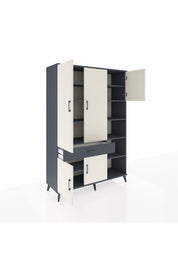 Hyperion Dolap 10 Raflı Tek Çekmeceli 5 Kapaklı 132x44x195 Antrasit-Aytaşı/Antrasit