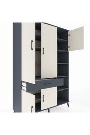 Hyperion Dolap 10 Raflı Tek Çekmeceli 5 Kapaklı 132x44x195 Antrasit-Aytaşı/Antrasit