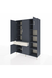Hyperion Dolap 10 Raflı Tek Çekmeceli 5 Kapaklı 132x44x195 Antrasit-Antrasit/Aytaşı