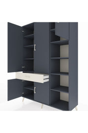 Hyperion Dolap 10 Raflı Tek Çekmeceli 5 Kapaklı 132x44x195 Antrasit-Antrasit/Aytaşı