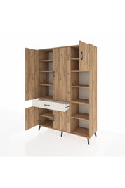 Hyperion Dolap 10 Raflı Tek Çekmeceli 5 Kapaklı 132x44x195 Çam-Çam/Aytaşı