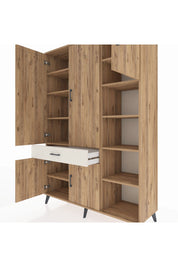 Hyperion Dolap 10 Raflı Tek Çekmeceli 5 Kapaklı 132x44x195 Çam-Çam/Aytaşı